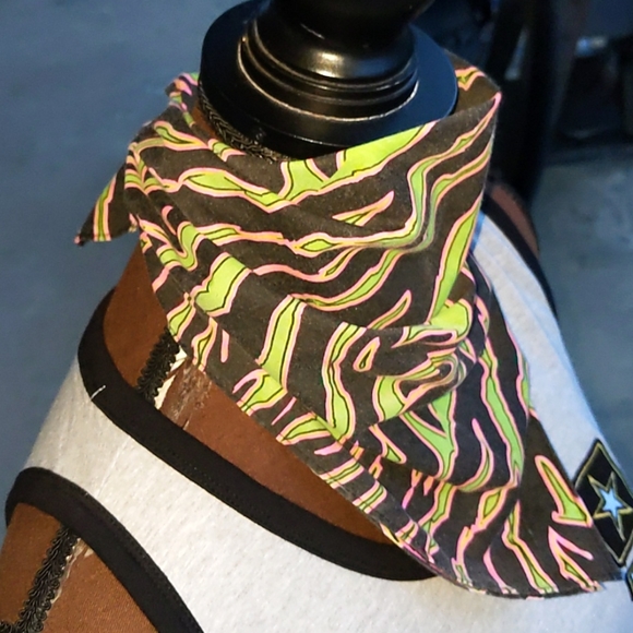 Black, Lime & Pink Large Pet Bandana - Picture 2 of 7